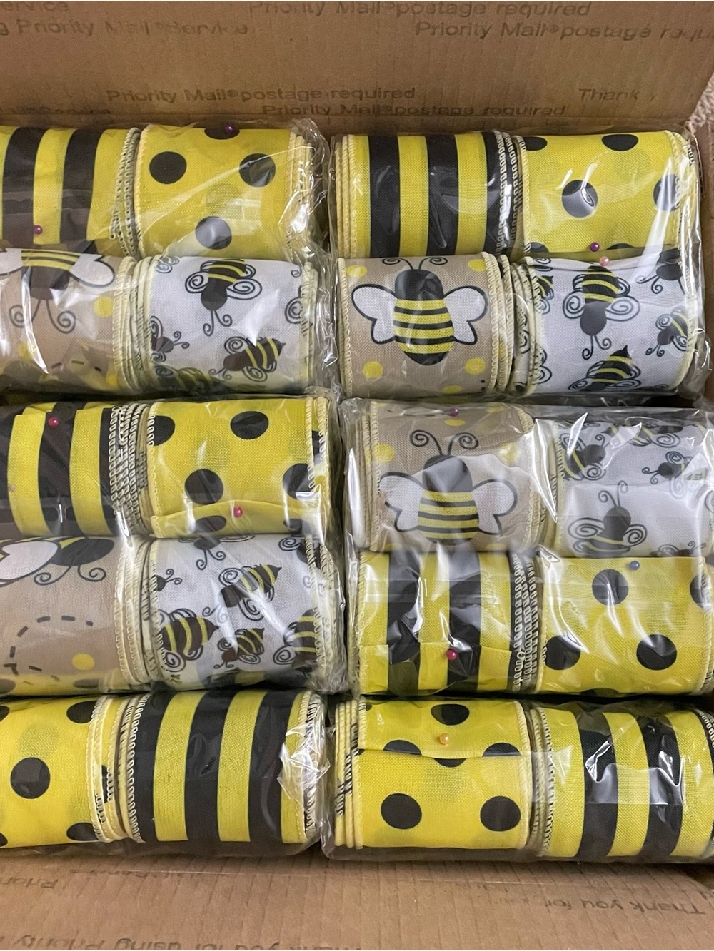 Bee Ribbon Bulk Bundle – 5 Sets / 20 Rolls Fabric